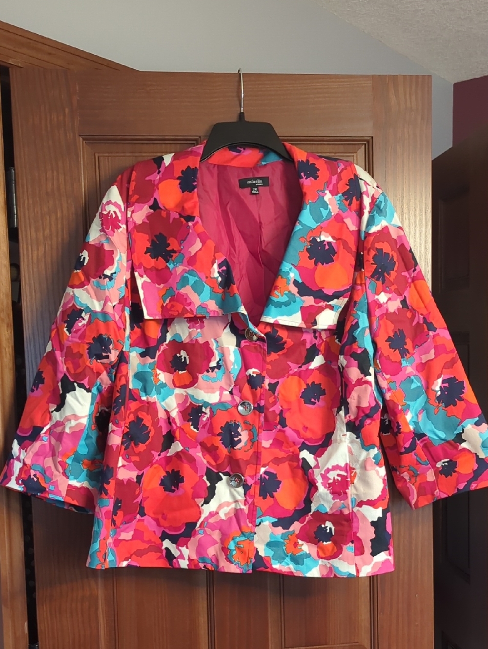 Rafaella Pink Floral-Accented Jacket